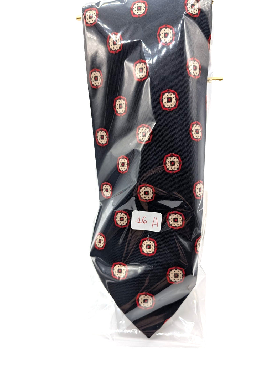 Carven Paris Cravatta Uomo Blu Navy Fantasia Made in France Vintage 9,5 cm