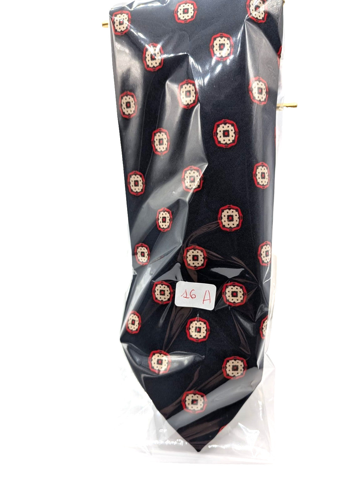Carven Paris Cravatta Uomo Blu Navy Fantasia Made in France Vintage 9,5 cm
