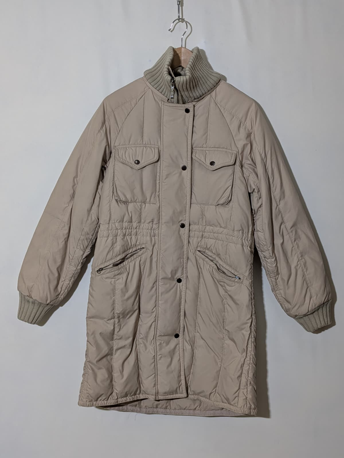 Piumino Donna Vintage Beige Lungo Parka Caldo Invernale Casual Giacca Taglia 40