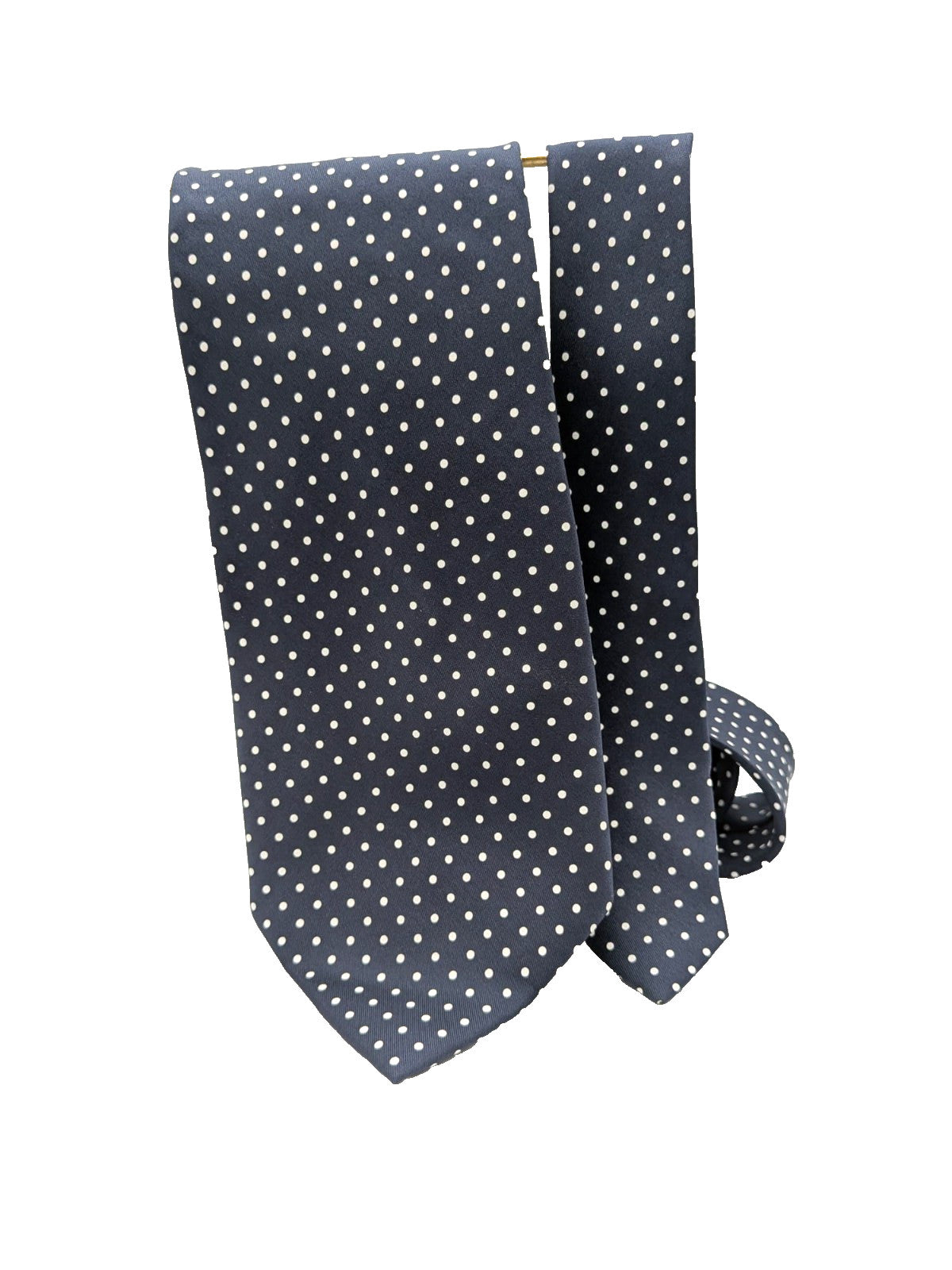 Cravatta Uomo 100% Seta Blu Navy Pois Bianchi Made in Italy Elegante Classica 8