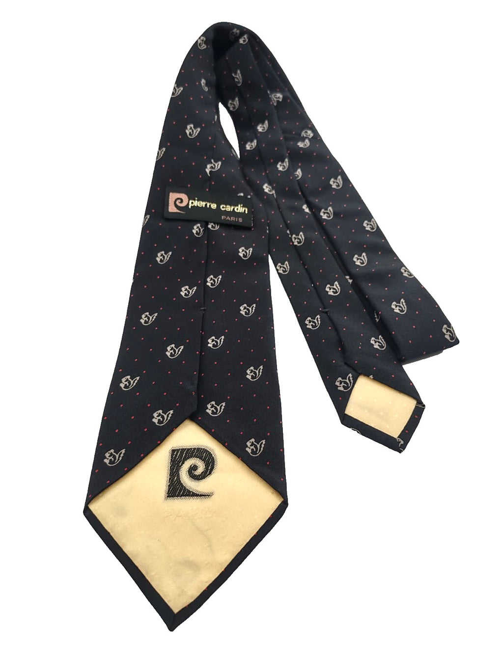 Cravatta PIERRE CARDIN Vintage Seta Blu Pois Rossi Scudieri Silk Tie 9cm Paris