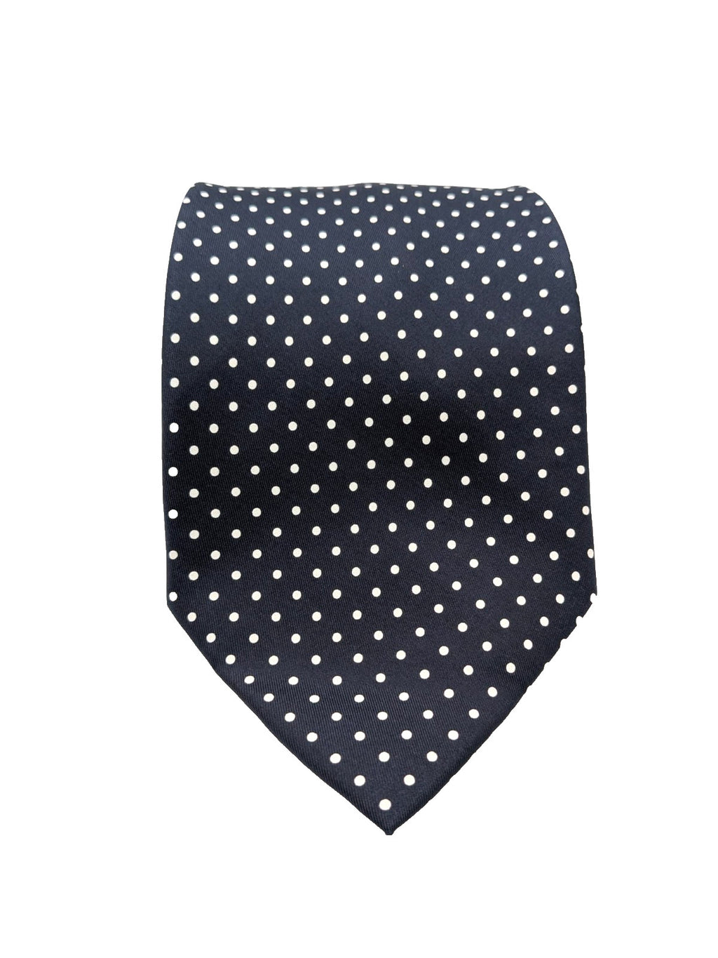 Cravatta Uomo 100% Seta Blu Navy Pois Bianchi Made in Italy Elegante Classica 8