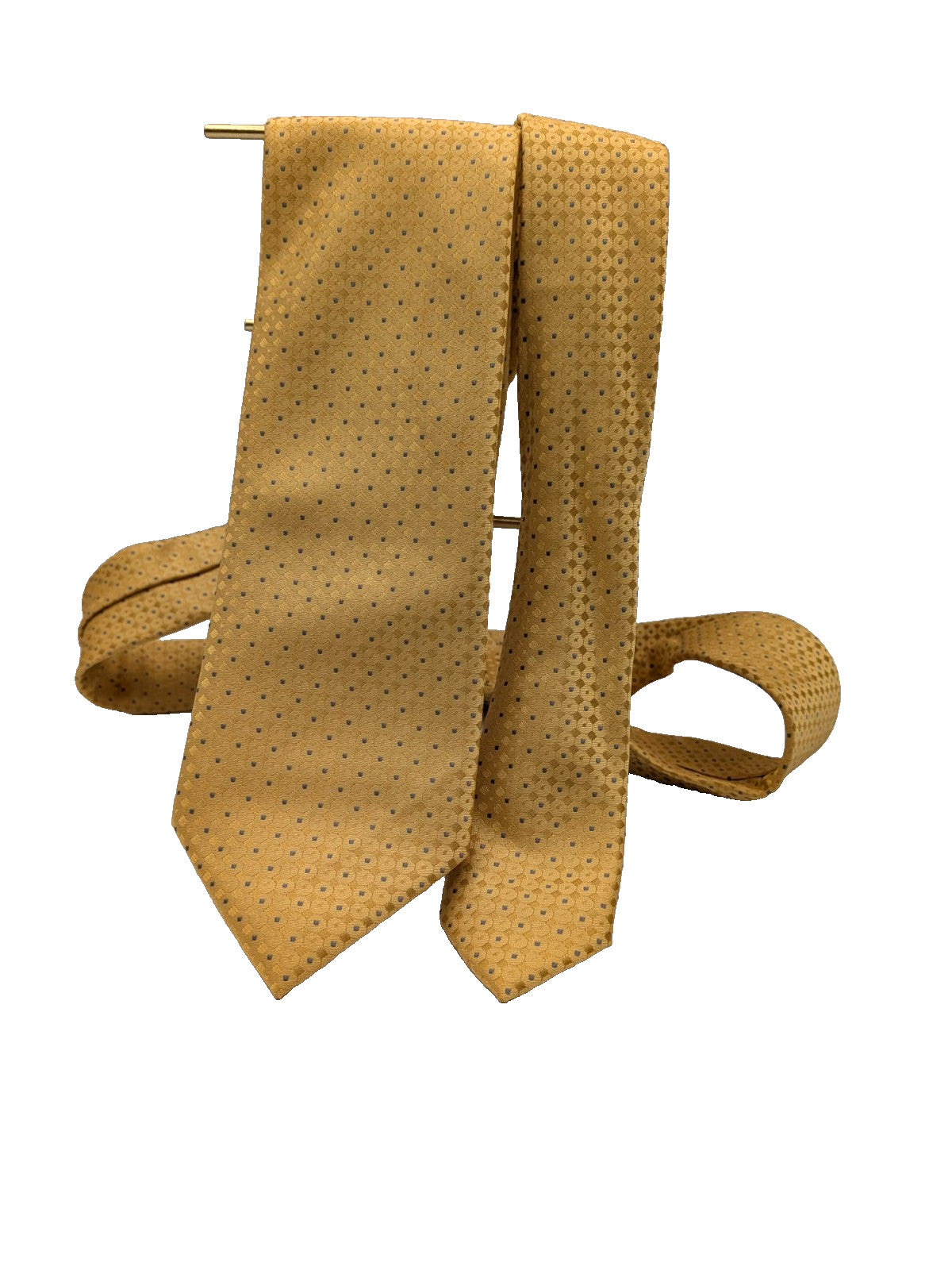 Cravatte Cravatta Uomo Oro Senape Fantasi Geometrica Elegante Made Italy vintage