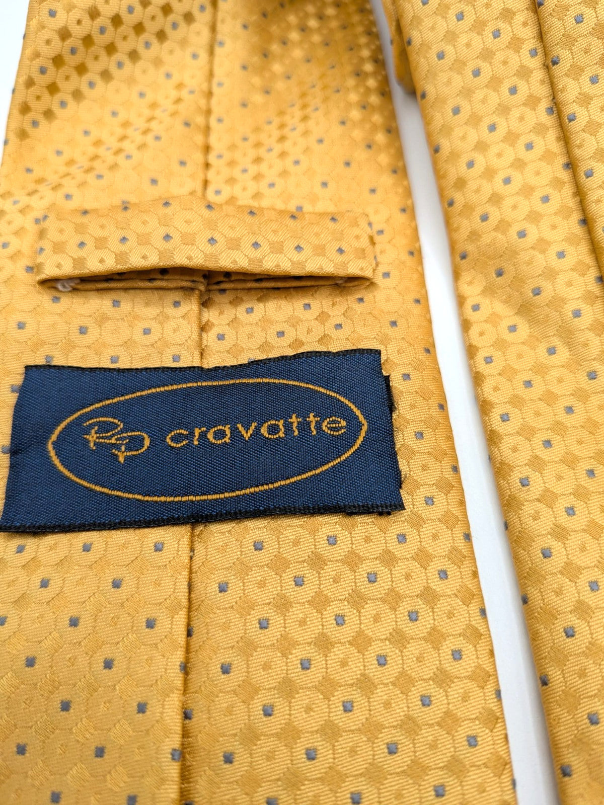 Cravatte Cravatta Uomo Oro Senape Fantasi Geometrica Elegante Made Italy vintage