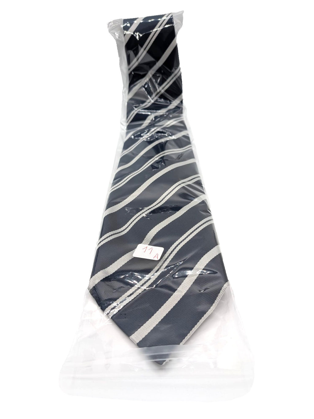 Cravatta Damiani Diffusion 100% Seta Made in Italy Blu a Righe Bianco Argento