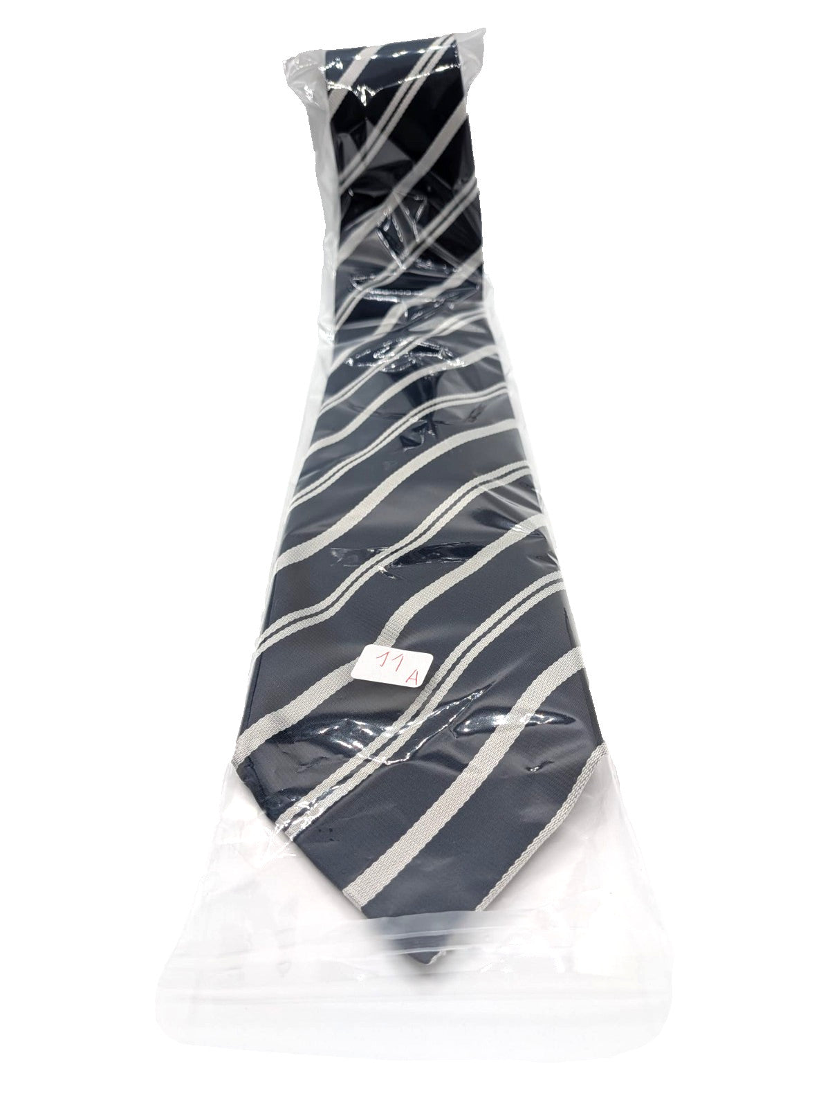 Cravatta Damiani Diffusion 100% Seta Made in Italy Blu a Righe Bianco Argento