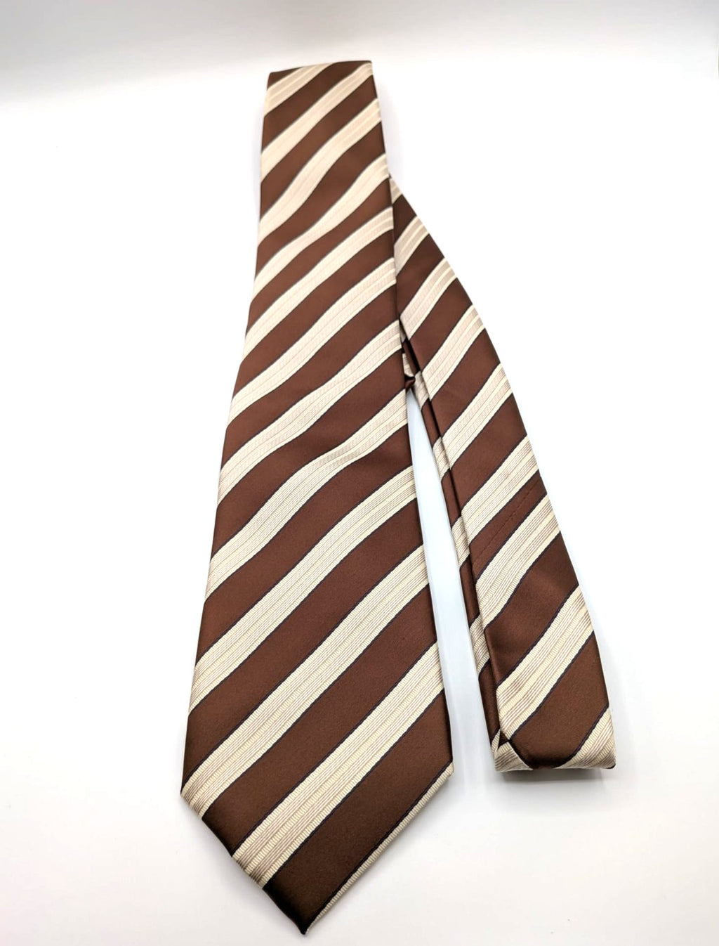 Cravatta Sartoria Canelli 100% Seta Fatta a Mano Made in Italy Righe Marrone