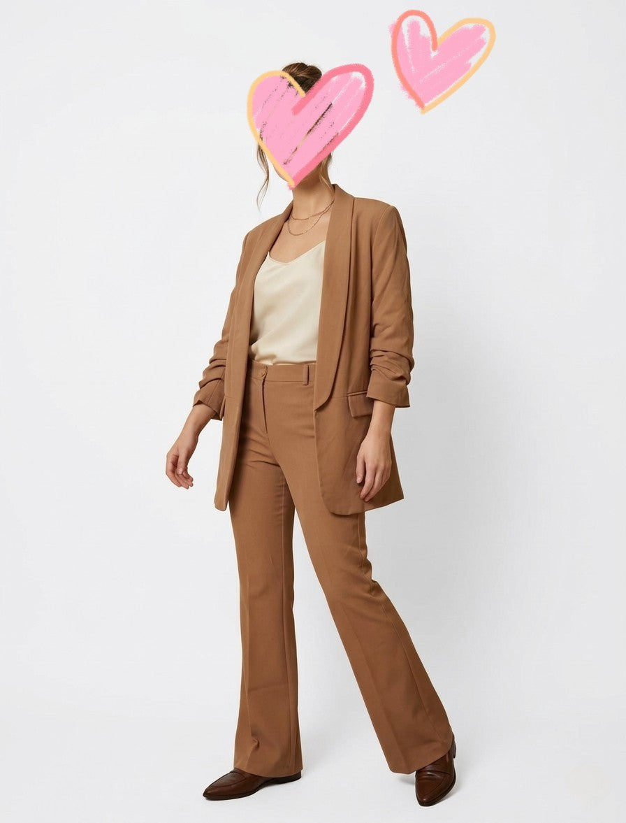 Tailleur Donna Elegante Made in Italy Blazer Manica Arricciata e Pantalone Luxur