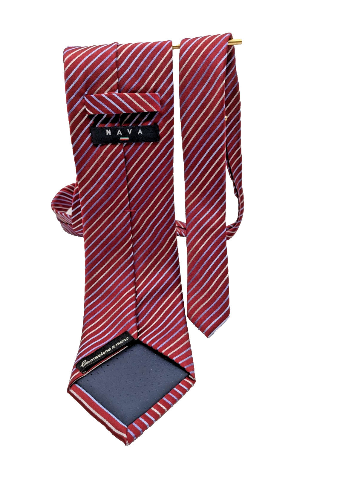 NAVA Cravatta Uomo Lavorazione a Mano Bordeaux Righe Regimental Made in Italy 8,