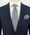 Cravatta Uomo Kirkland Signature 100% Seta Grigio Azzurro Principe di Galles