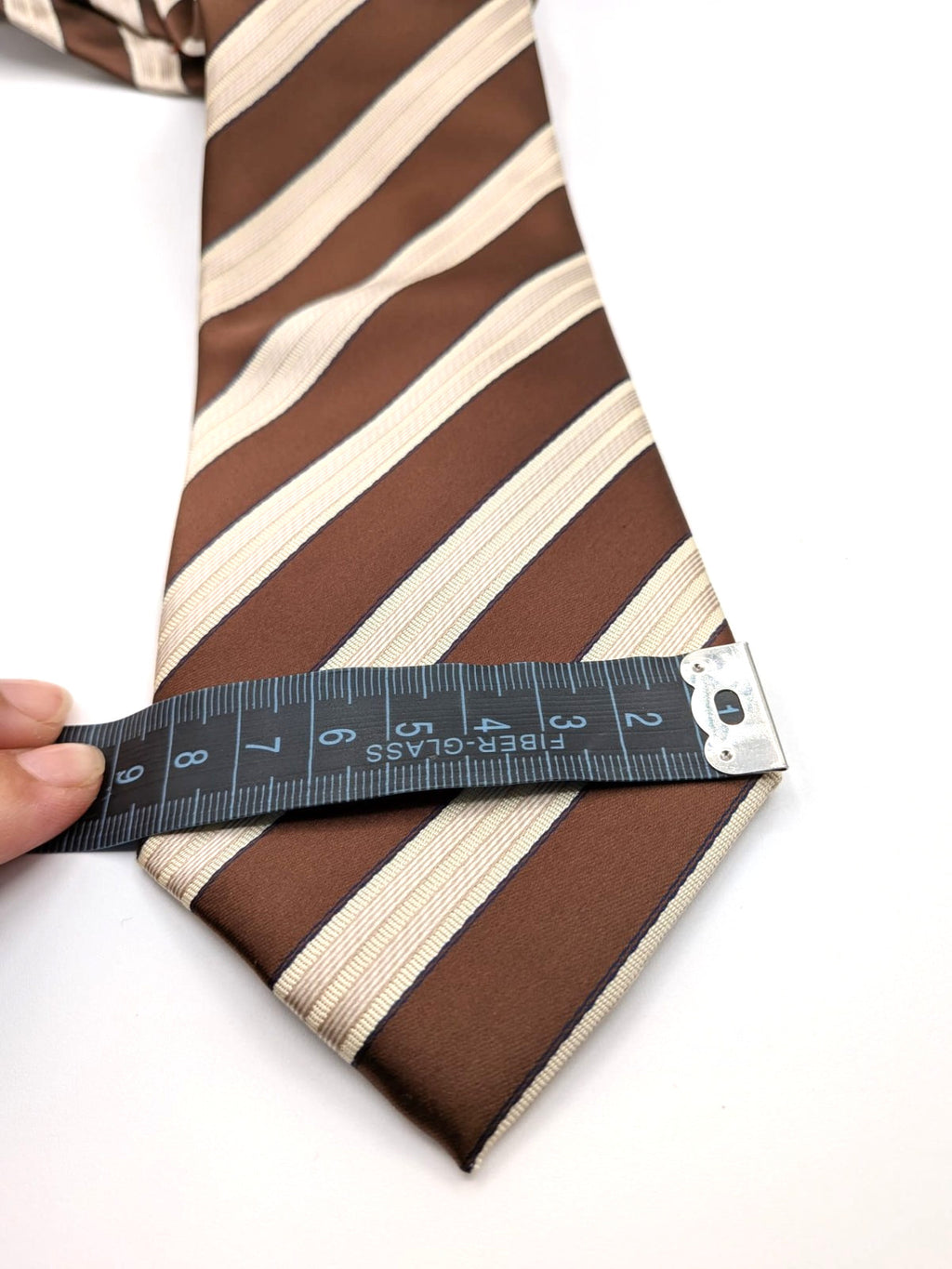 Cravatta Sartoria Canelli 100% Seta Fatta a Mano Made in Italy Righe Marrone