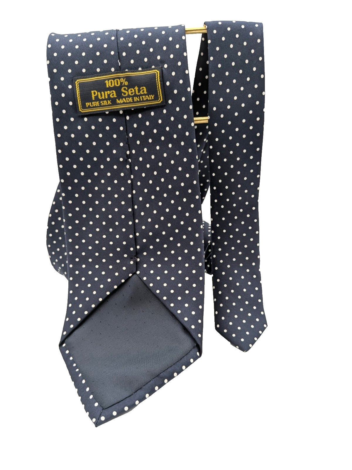 Cravatta Uomo 100% Seta Blu Navy Pois Bianchi Made in Italy Elegante Classica 8