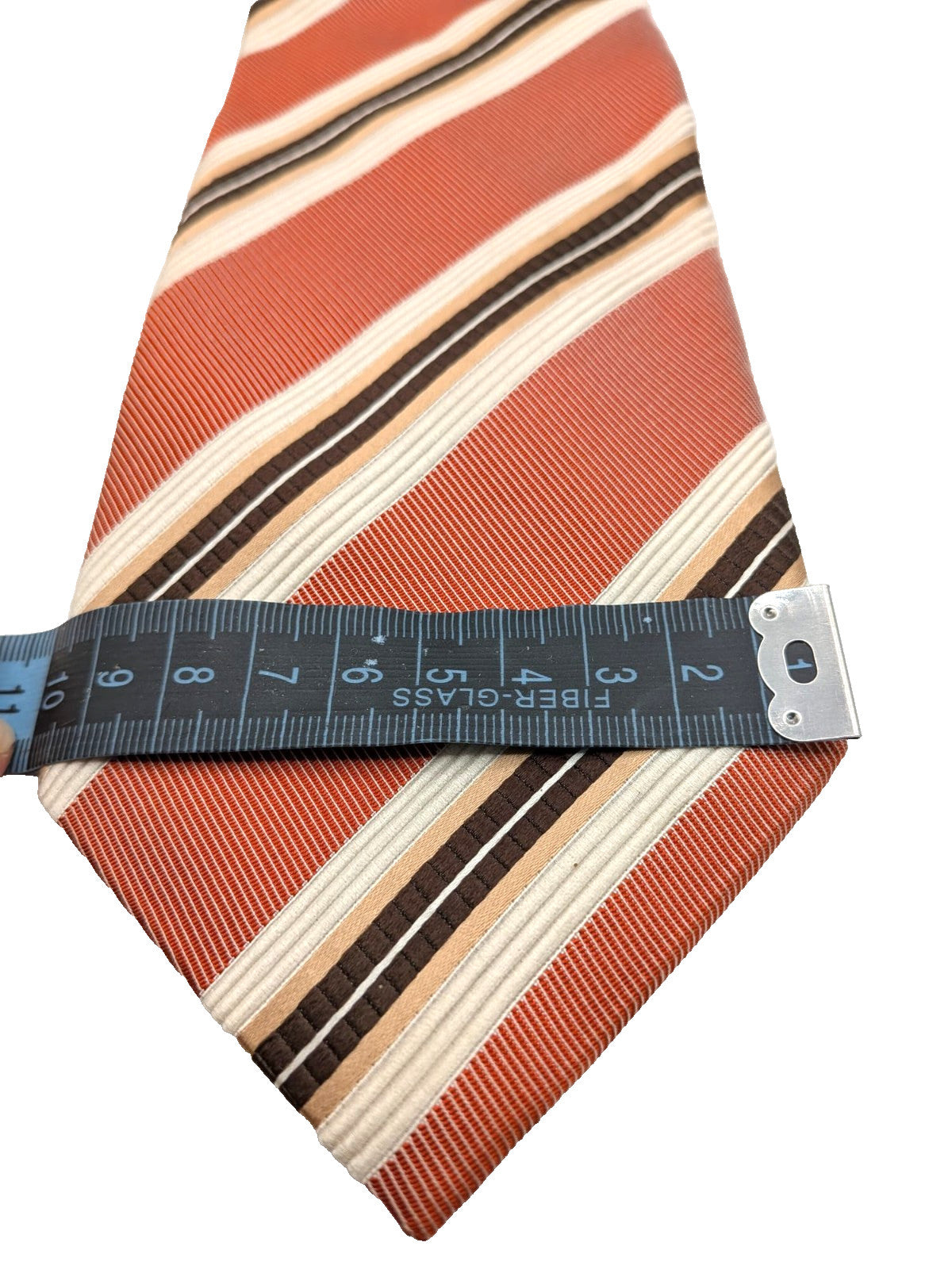 Canali Cravatta Uomo 100% Seta Made in Italy Regimental Salmone Righe 9 cm