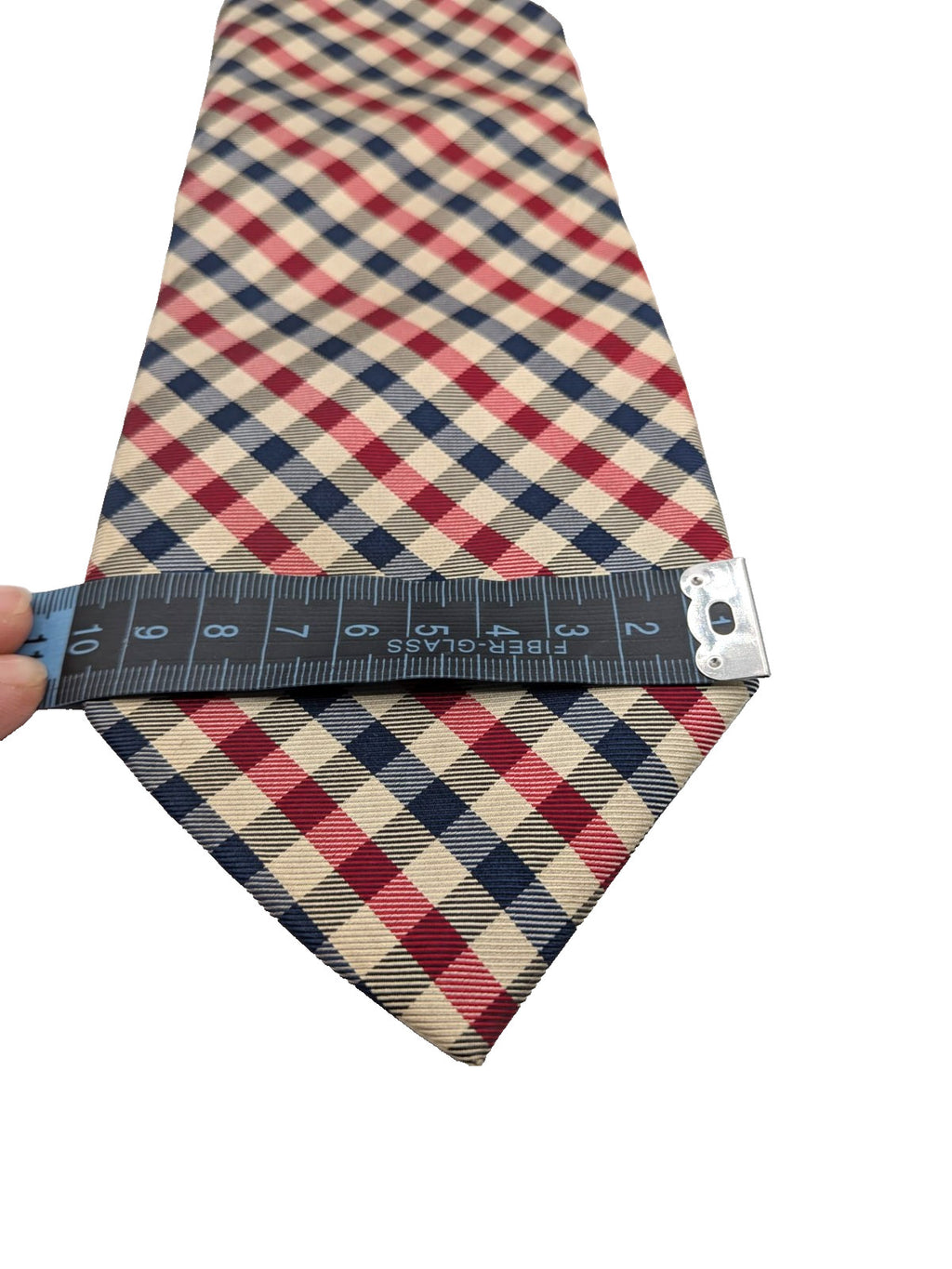 Cravatta Nouvelle Paris 100% Seta Check Blu Rosso Beige Uomo Elegante Vintage