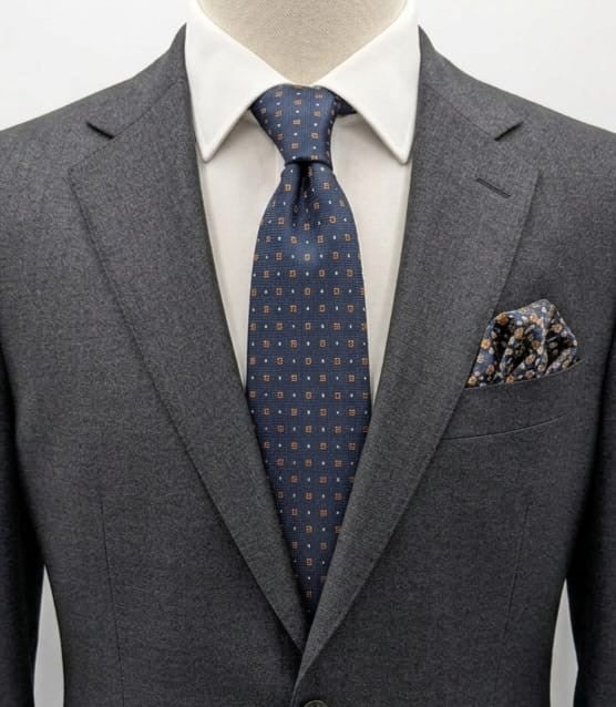 Cravatta KUVE Uomo Blu Fantasia Micro Geometrica Elegante Business 100% Polieste