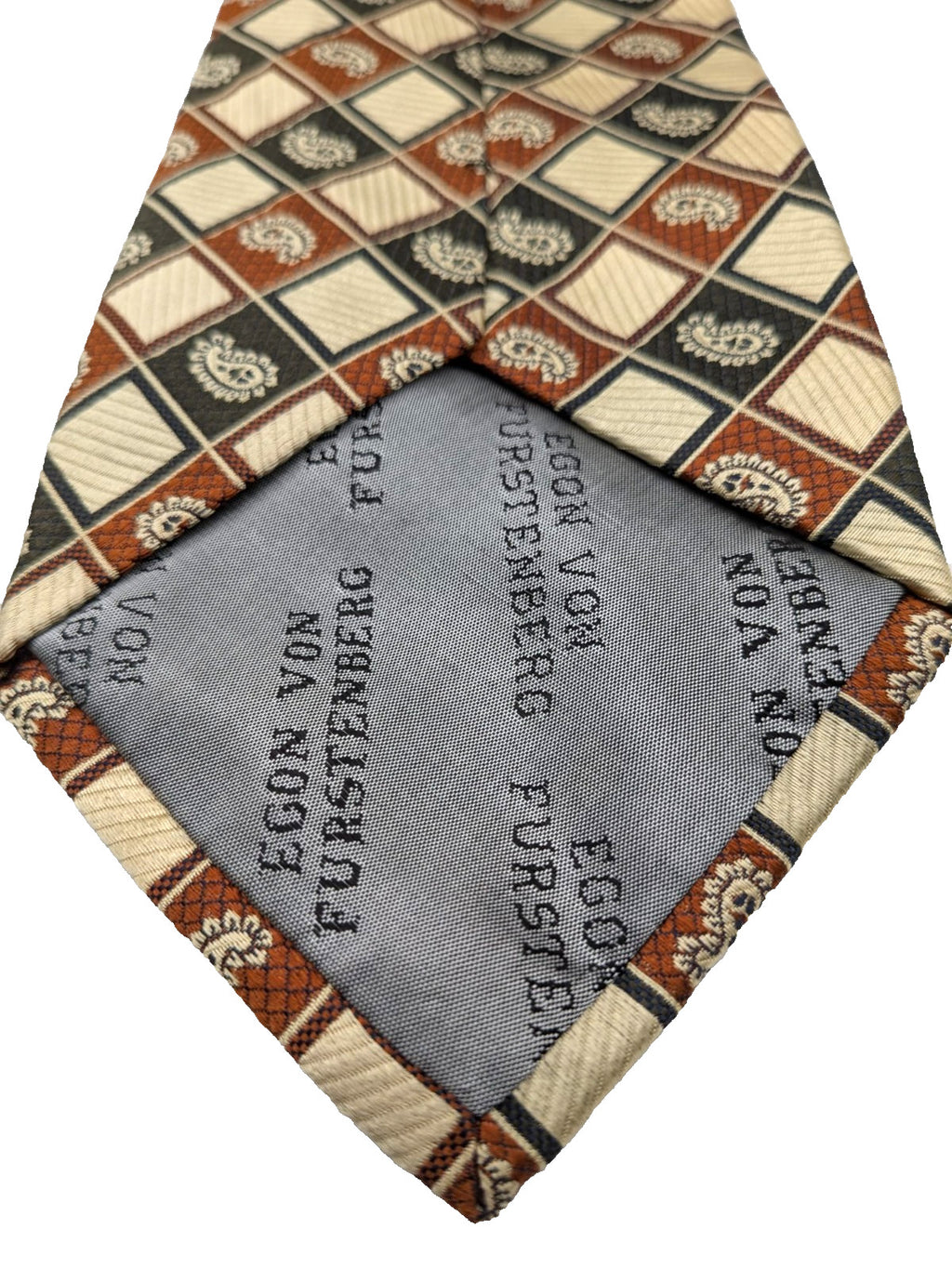 Cravatta Vintage Egon von Furstenberg 100% Seta Made in Italy Paisley Geometrica