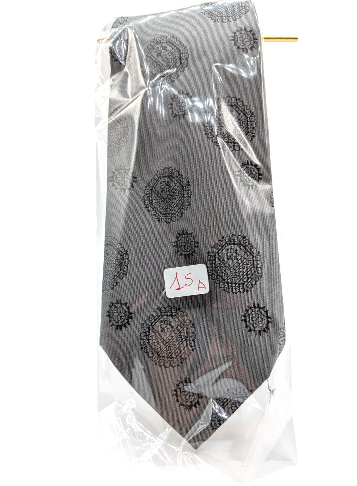Cravatta Uomo 100% Seta Made in Italy Grigio Fantasia Medaglioni Elegante 9,5cm