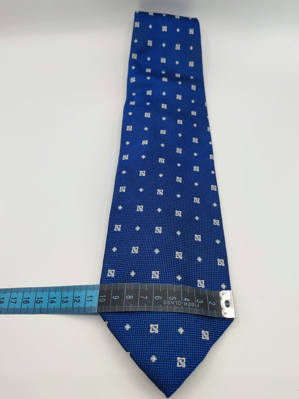 Cravatta Vintage Caflor Roma 100% Seta Blu Pattern Geometrico Made in Italy