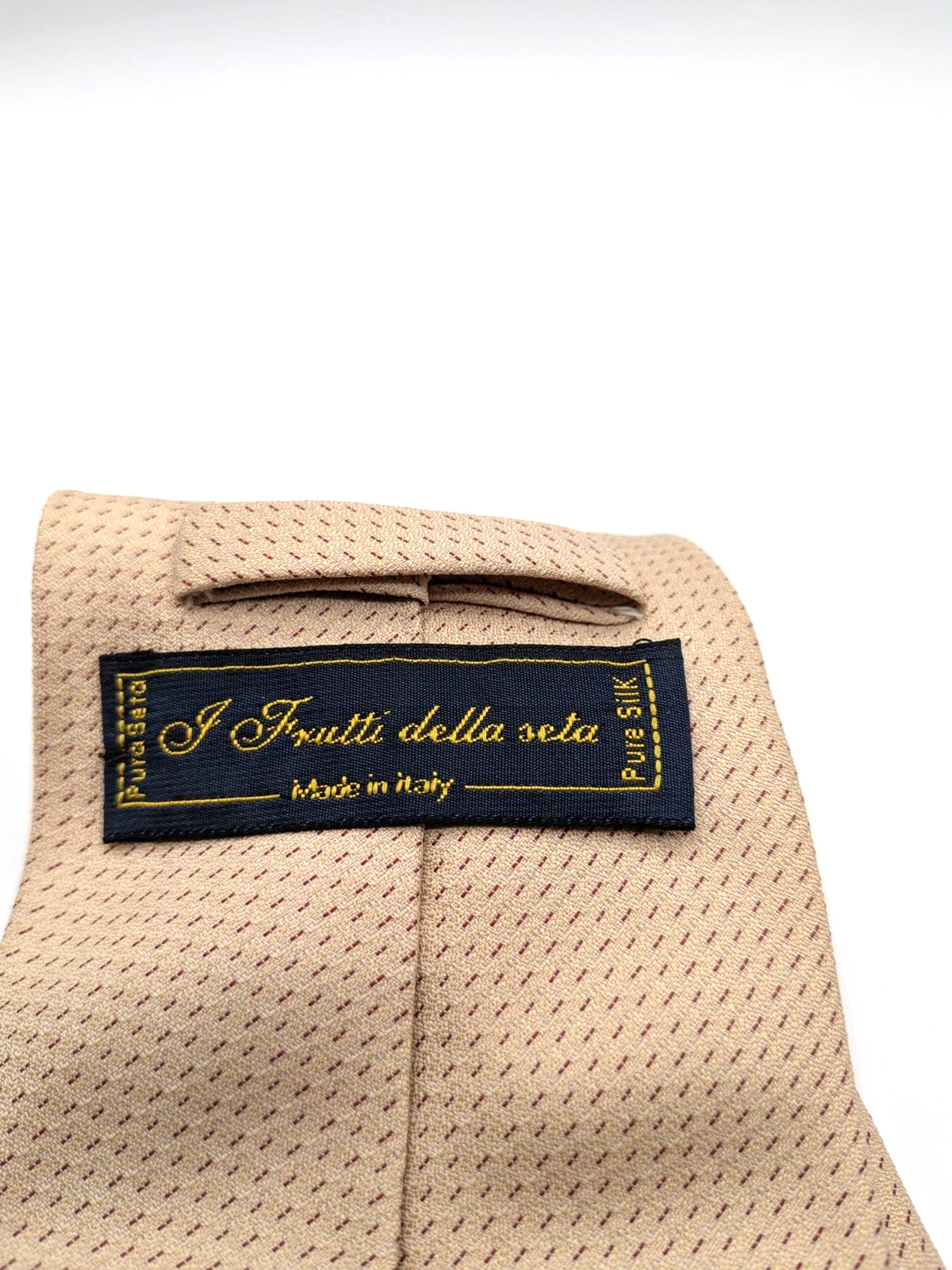 I Frutti della Seta Cravatta Uomo Pura Seta Beige Made in Italy Elegante 9,5cm