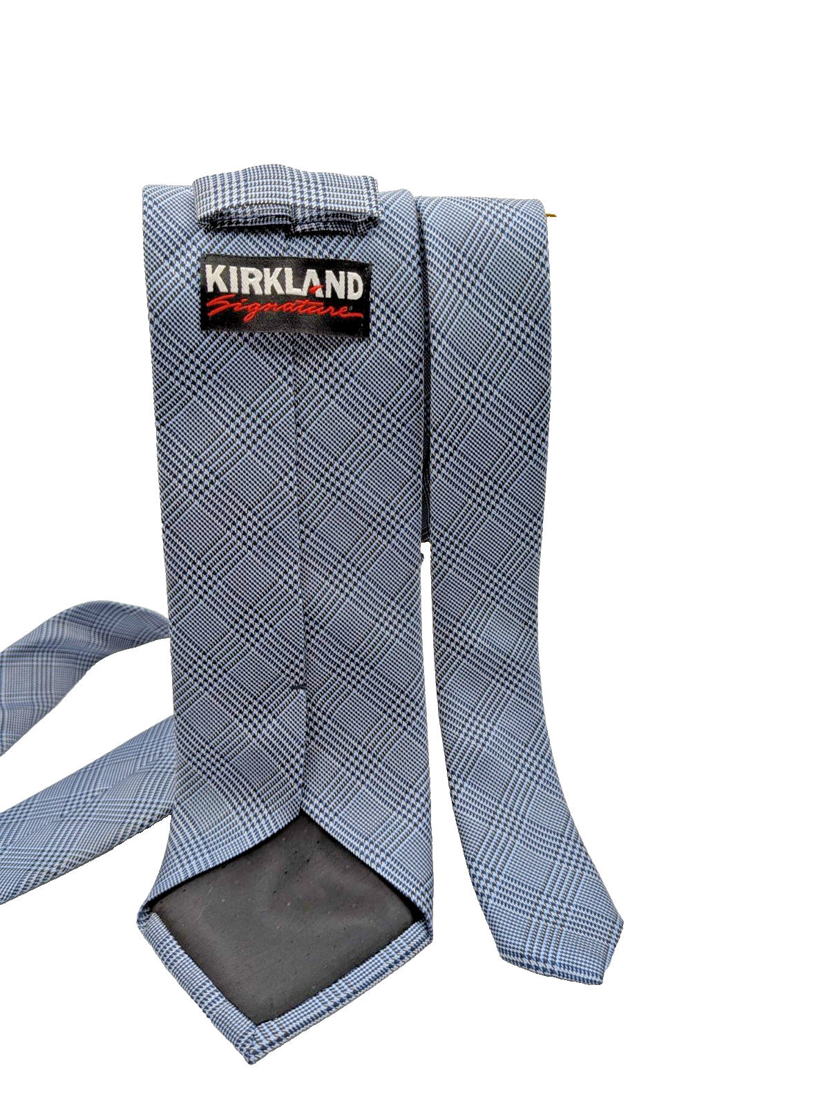 Cravatta Uomo Kirkland Signature 100% Seta Grigio Azzurro Principe di Galles