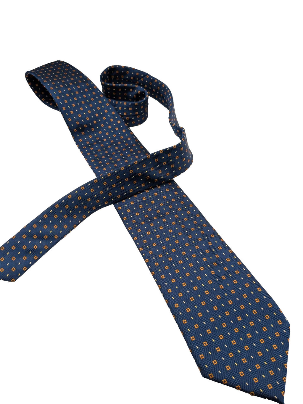 Cravatta KUVE Uomo Blu Fantasia Micro Geometrica Elegante Business 100% Polieste