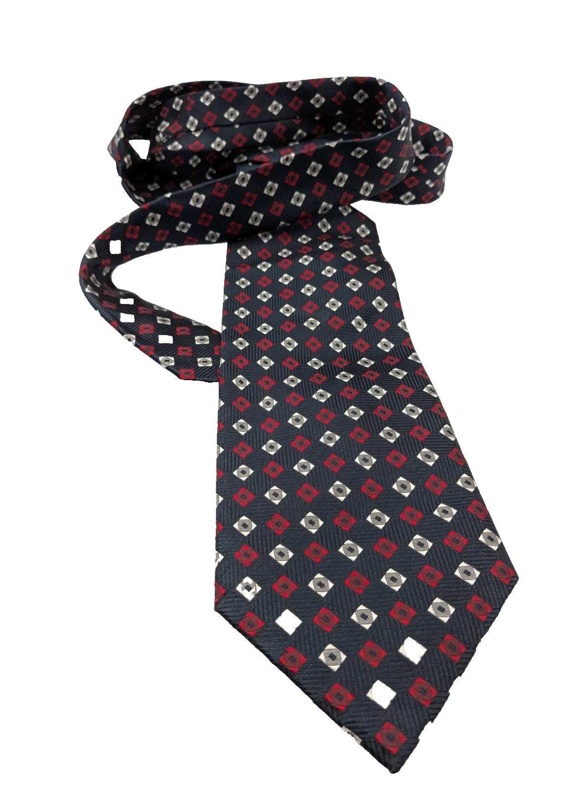 Giorgio Armani Cravatta Uomo 100% Seta Blu Fantasia Geometrica Made in Italy