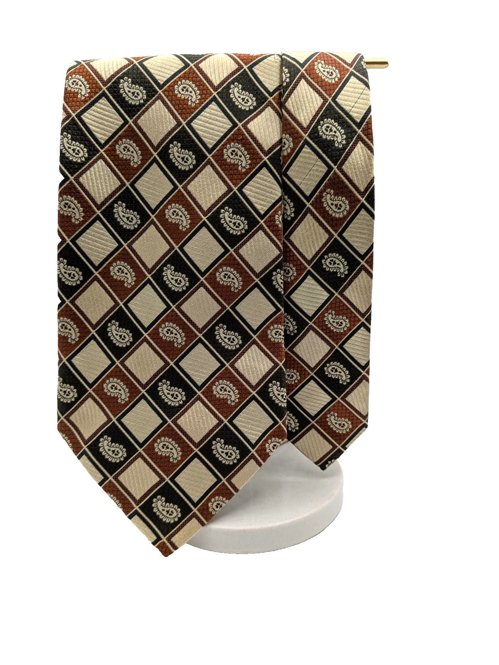 Cravatta Vintage Egon von Furstenberg 100% Seta Made in Italy Paisley Geometrica