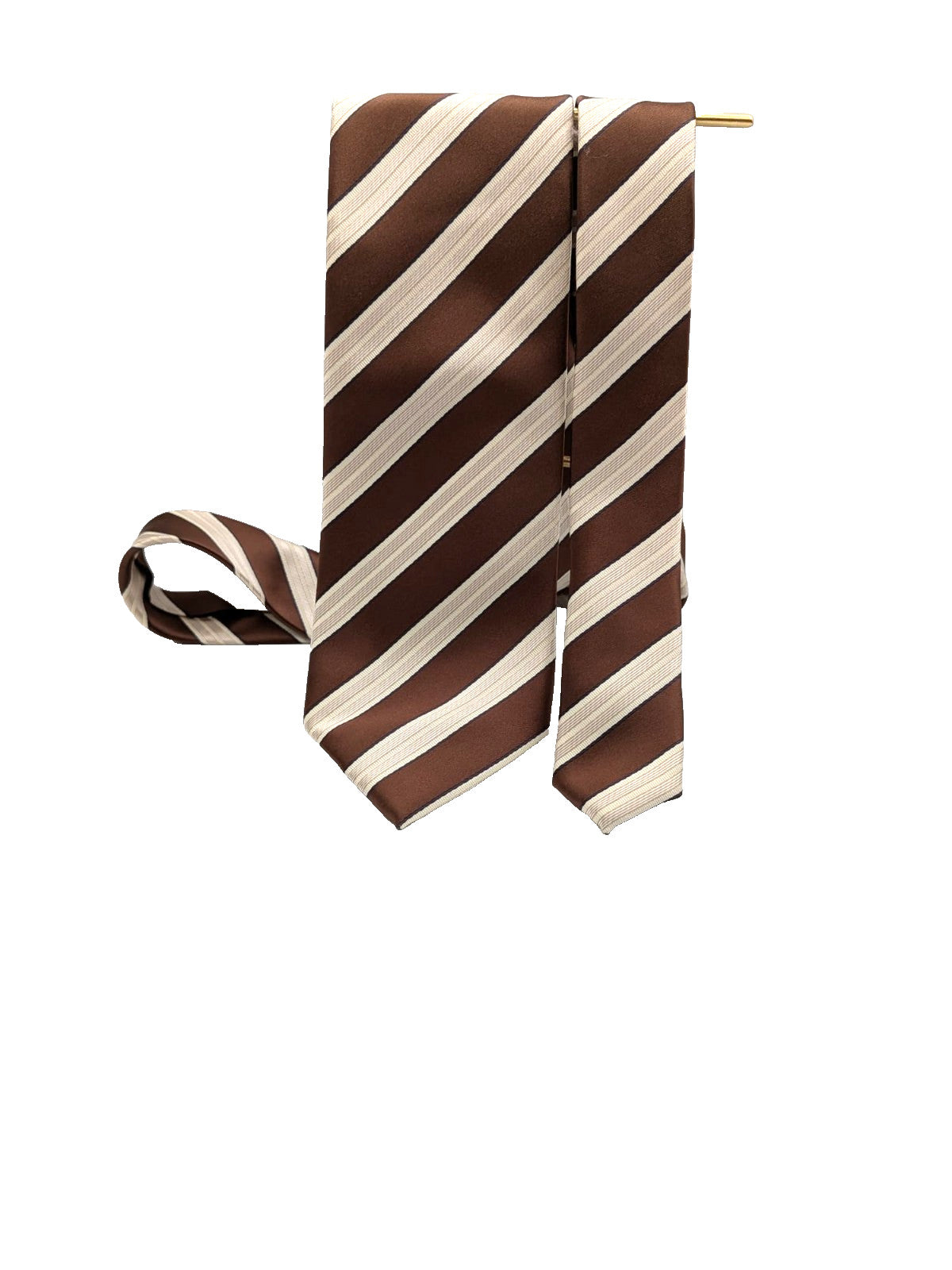 Cravatta Sartoria Canelli 100% Seta Fatta a Mano Made in Italy Righe Marrone