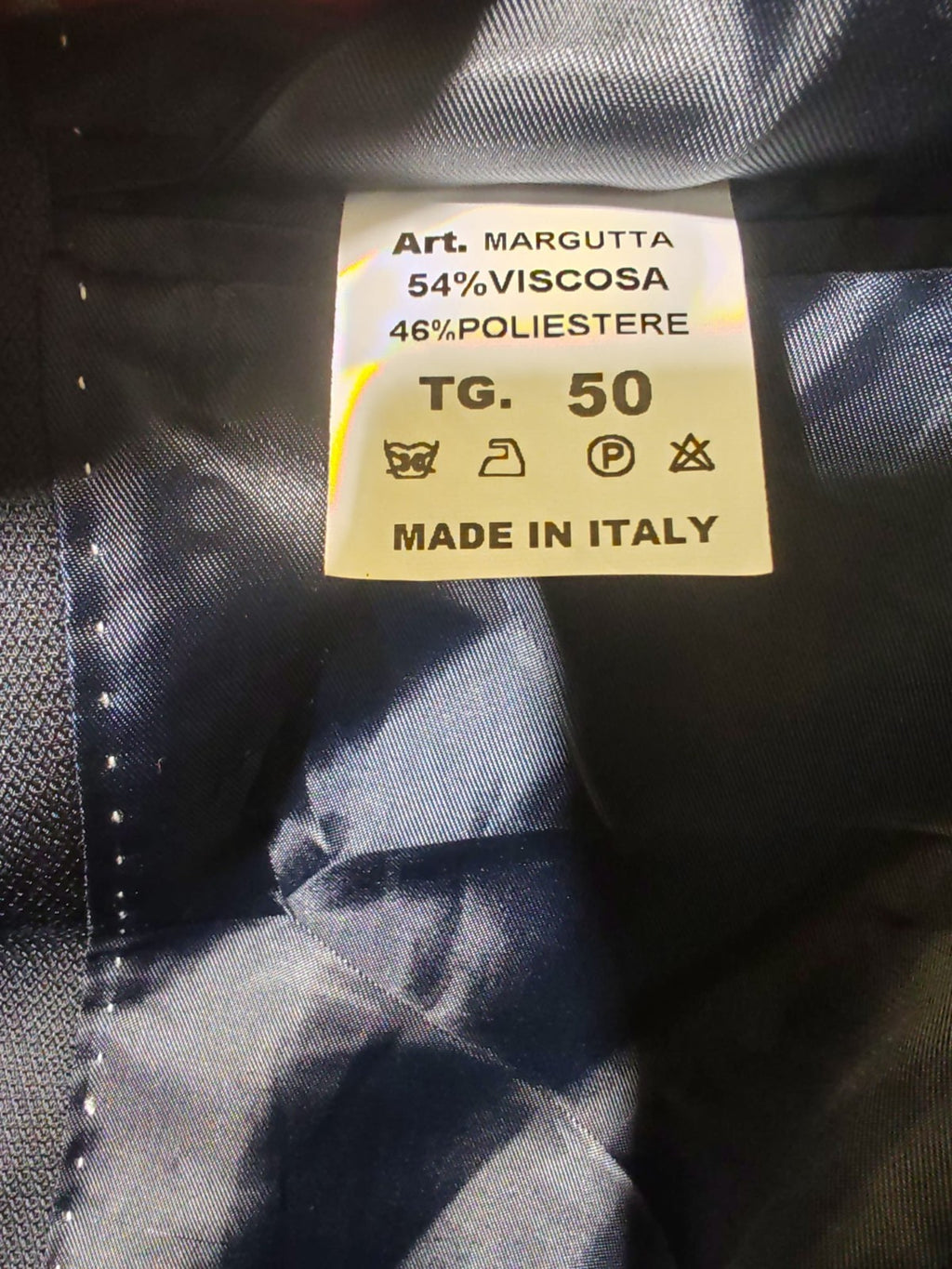 Abito Uomo Smoking Blu Scuro Revers Raso Taglia 50 Cerimonia Elegante Vintage