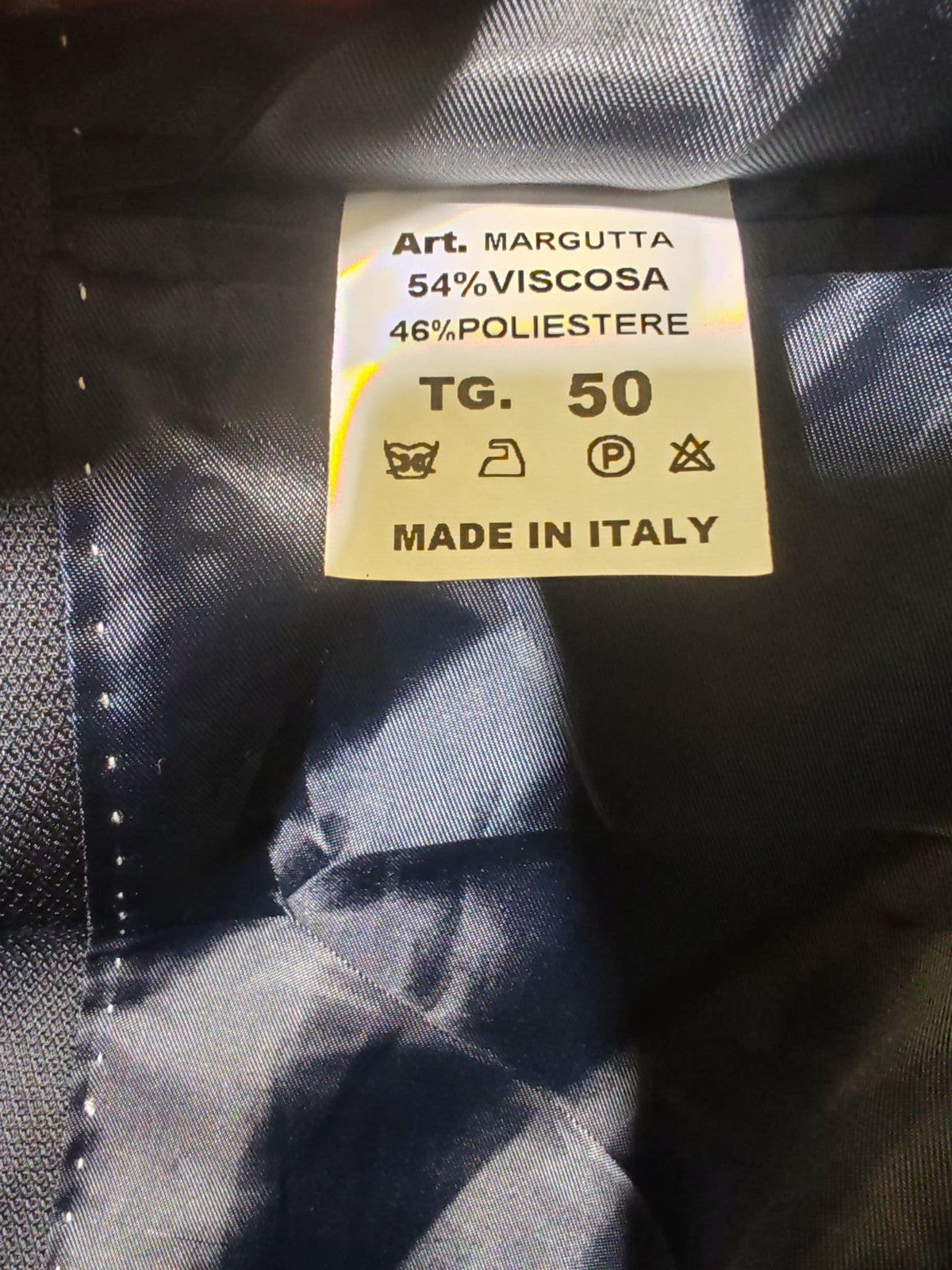 Abito Uomo Smoking Blu Scuro Revers Raso Taglia 50 Cerimonia Elegante Vintage