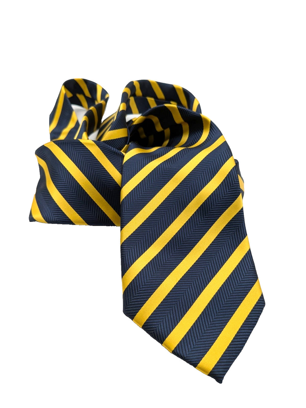 Cravatta Giorgio Mariani Cucita a Mano Blu Gialla Righe Made in Italy Elegante