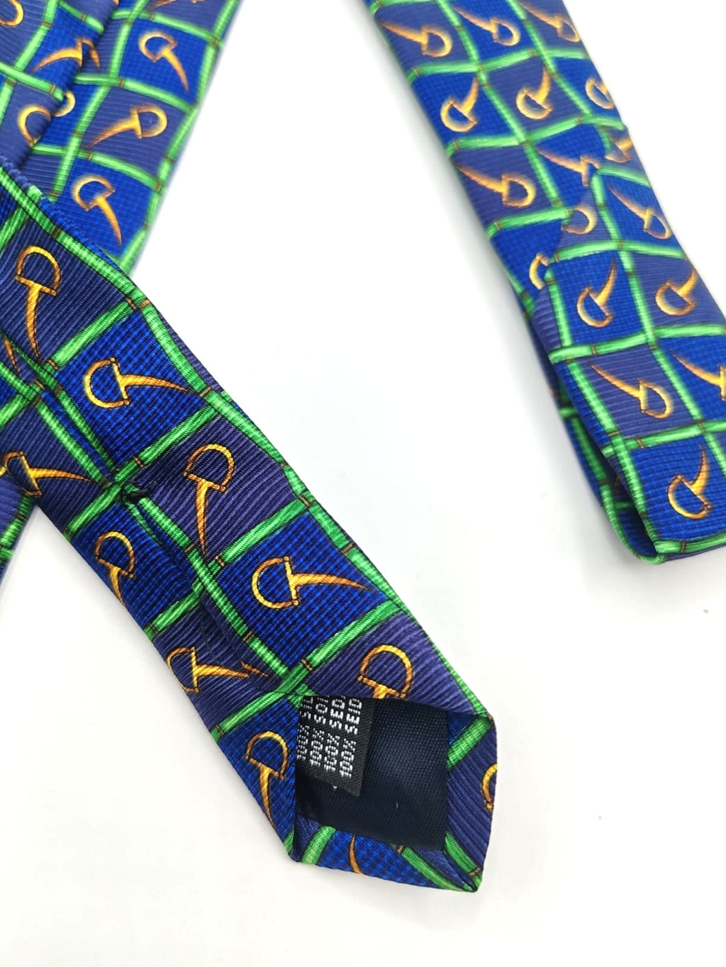 Cravatta DORMER Vintage 100% Seta Blu Verde Oro Made in Italy Luxury Silk Tie 9c