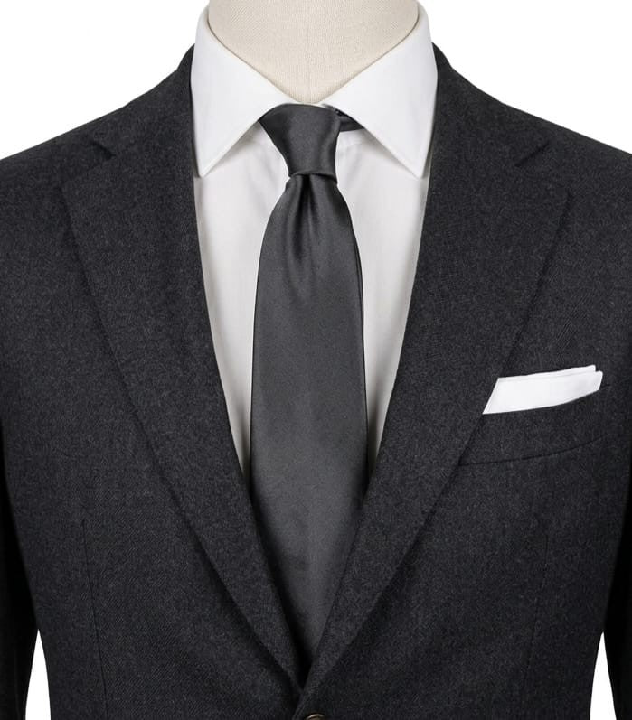 Cravatta Slim Grigio Antracite Uomo 100% Poliestere Tinta Unita Elegante 5 cm