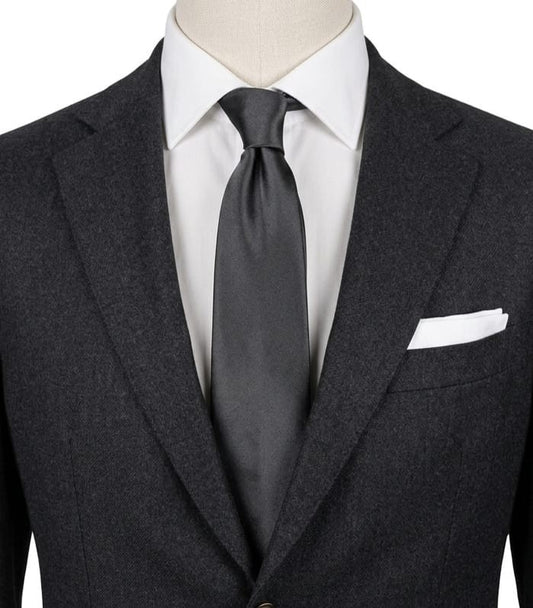 Cravatta Slim Grigio Antracite Uomo 100% Poliestere Tinta Unita Elegante 5 cm