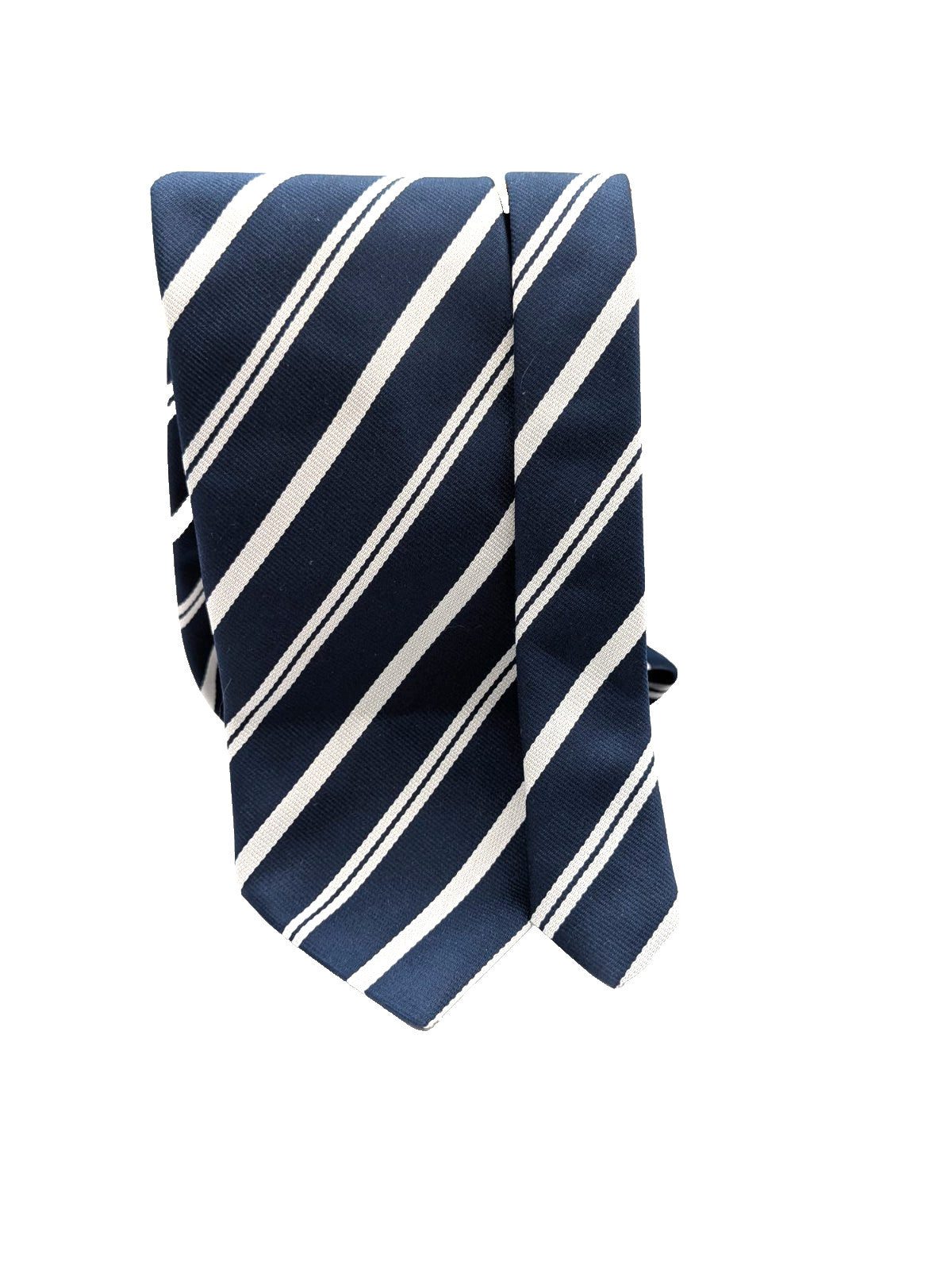 Cravatta Damiani Diffusion 100% Seta Made in Italy Blu a Righe Bianco Argento