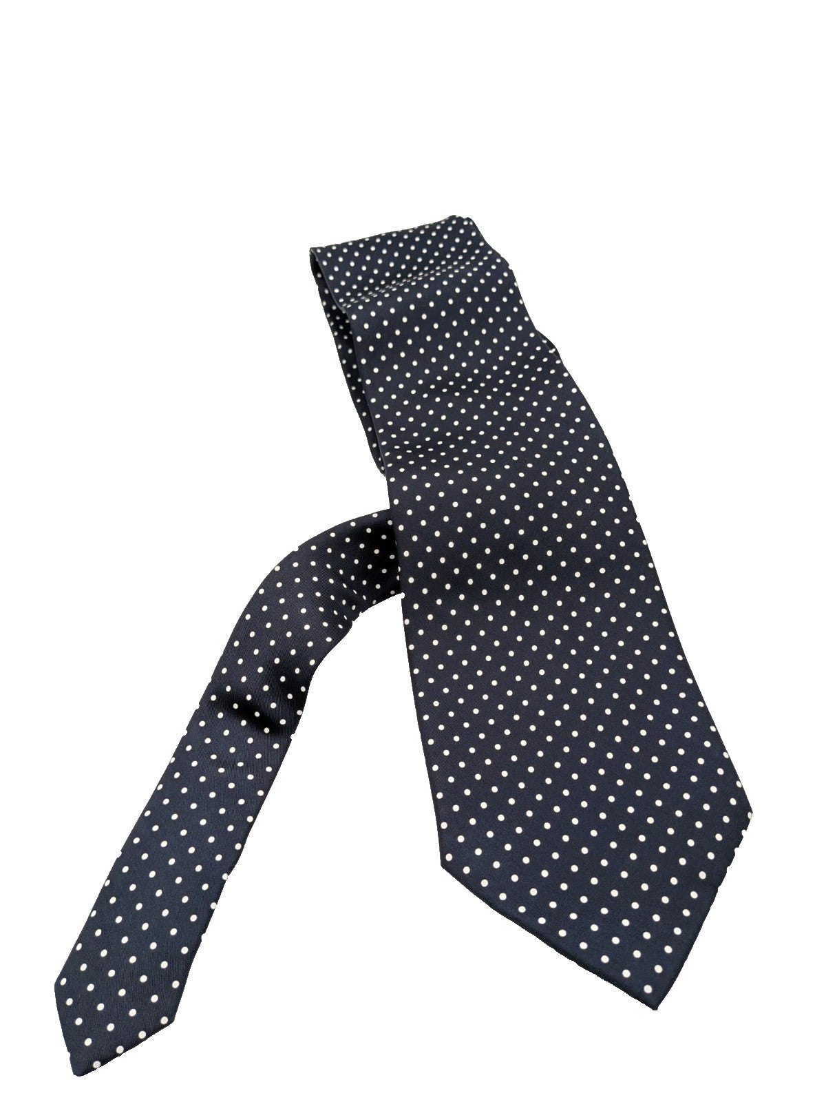 Cravatta Uomo 100% Seta Blu Navy Pois Bianchi Made in Italy Elegante Classica 8
