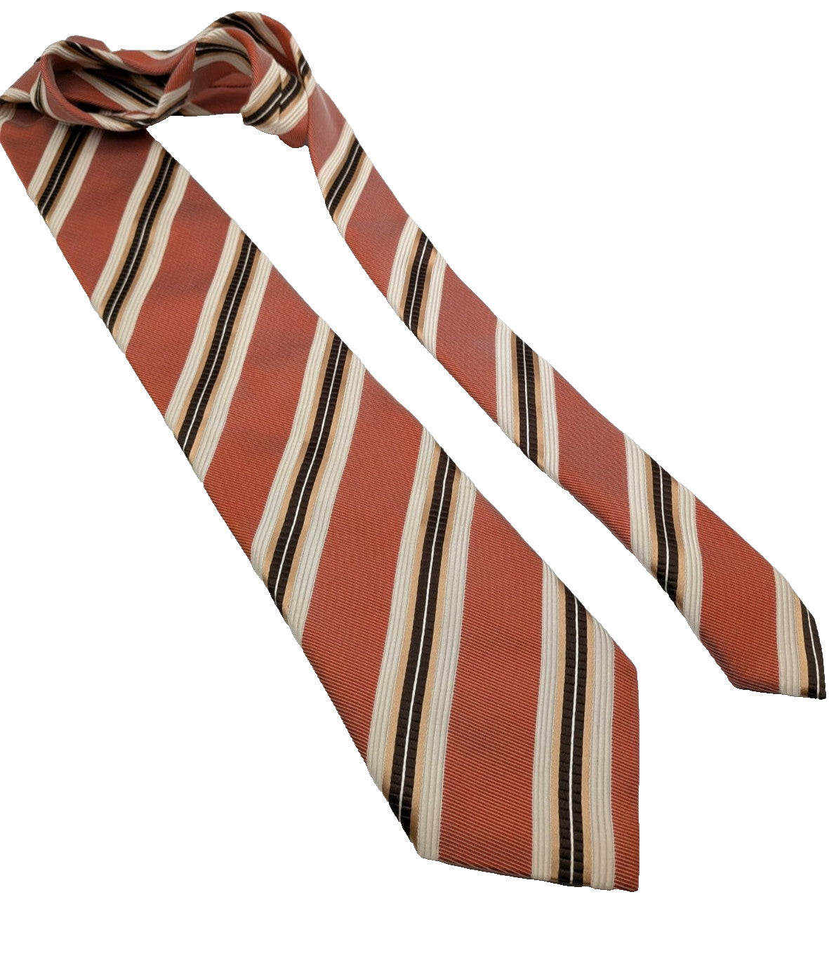 Canali Cravatta Uomo 100% Seta Made in Italy Regimental Salmone Righe 9 cm