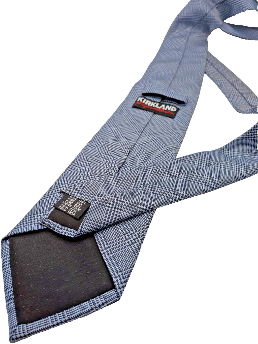Cravatta Uomo Kirkland Signature 100% Seta Grigio Azzurro Principe di Galles