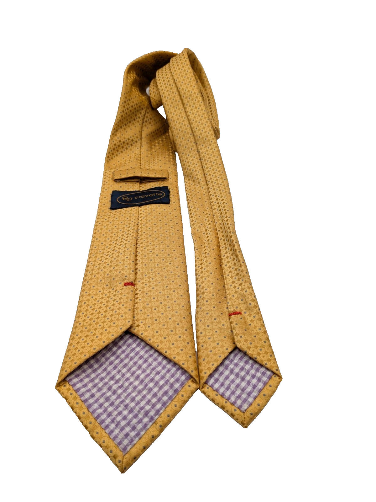 Cravatte Cravatta Uomo Oro Senape Fantasi Geometrica Elegante Made Italy vintage