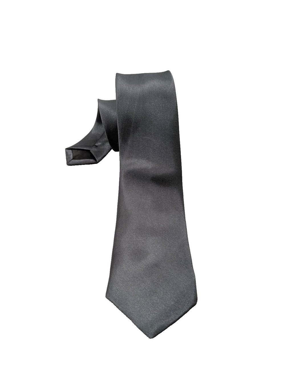 Cravatta Slim Grigio Antracite Uomo 100% Poliestere Tinta Unita Elegante 5 cm