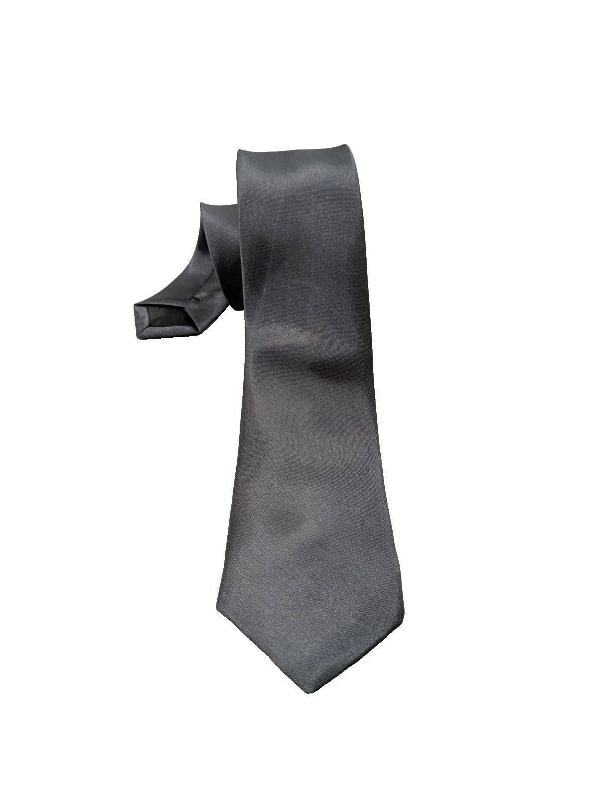 Cravatta Slim Grigio Antracite Uomo 100% Poliestere Tinta Unita Elegante 5 cm