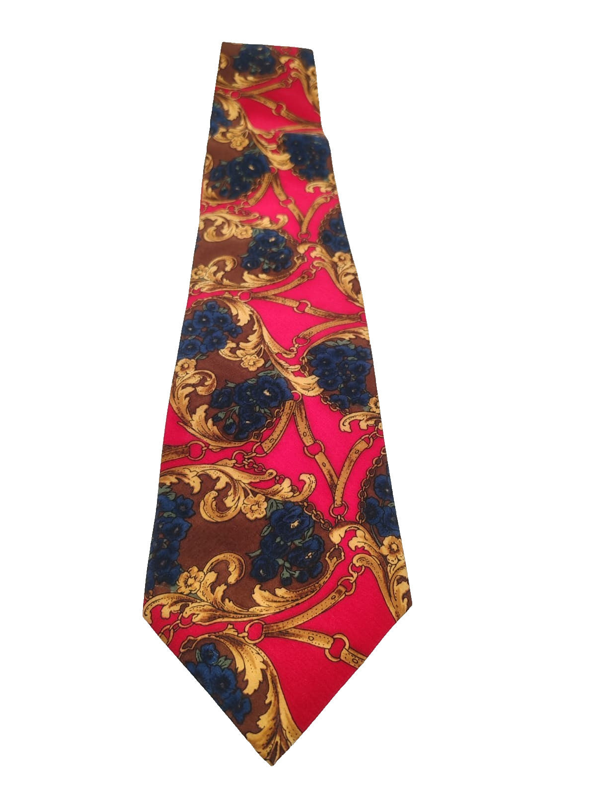 Cravatta GENT'S 100% Seta Vintage Made in Italy Rossa Oro Barocca Cerimonie