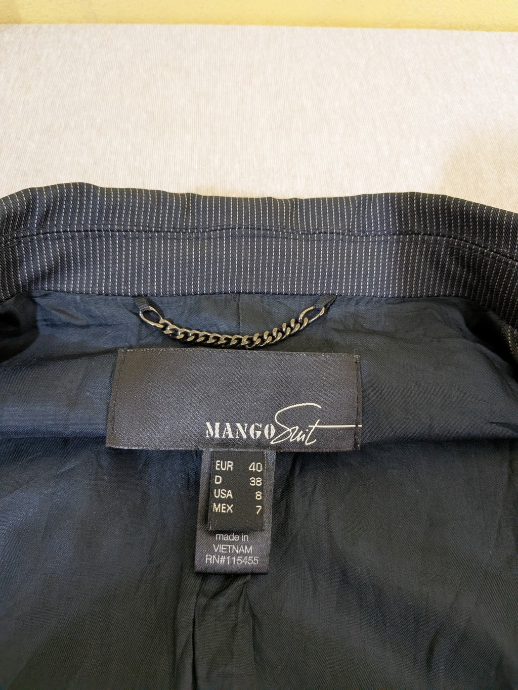 Tailleur Vintage Donna MANGO Suit Grigio Antracite Gessato completo Tg 40 24