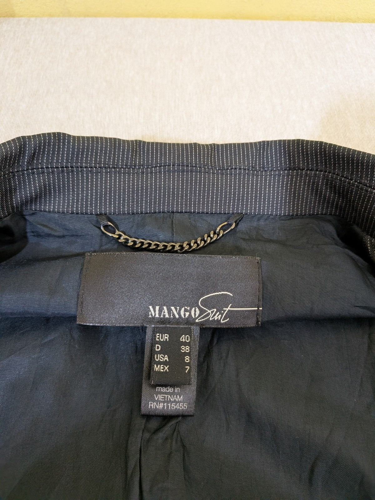 Tailleur Vintage Donna MANGO Suit Grigio Antracite Gessato completo Tg 40 24
