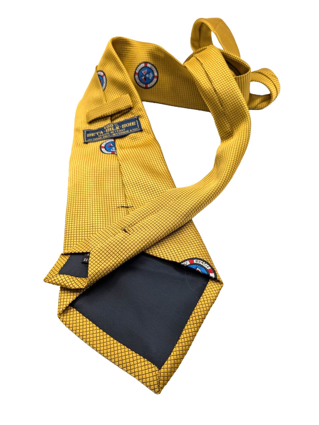 Cravatta Vintage 100% Seta Made in Italy Newport Beach Club Oro Nautica Ricamo