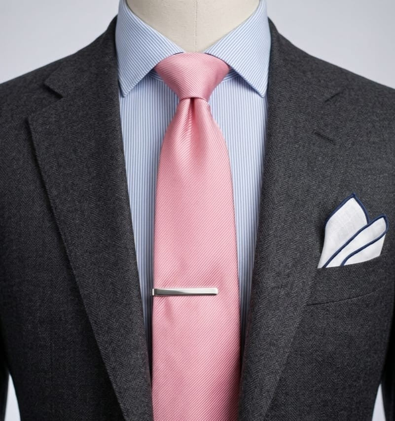 Cravatta Vintage Soldani 100% Seta Rosa Salmone Tinta Unita Made in Italy 9cm