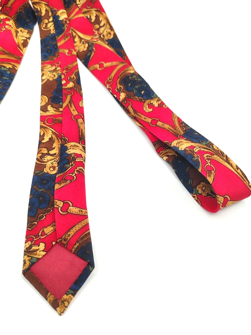 Cravatta GENT'S 100% Seta Vintage Made in Italy Rossa Oro Barocca Cerimonie