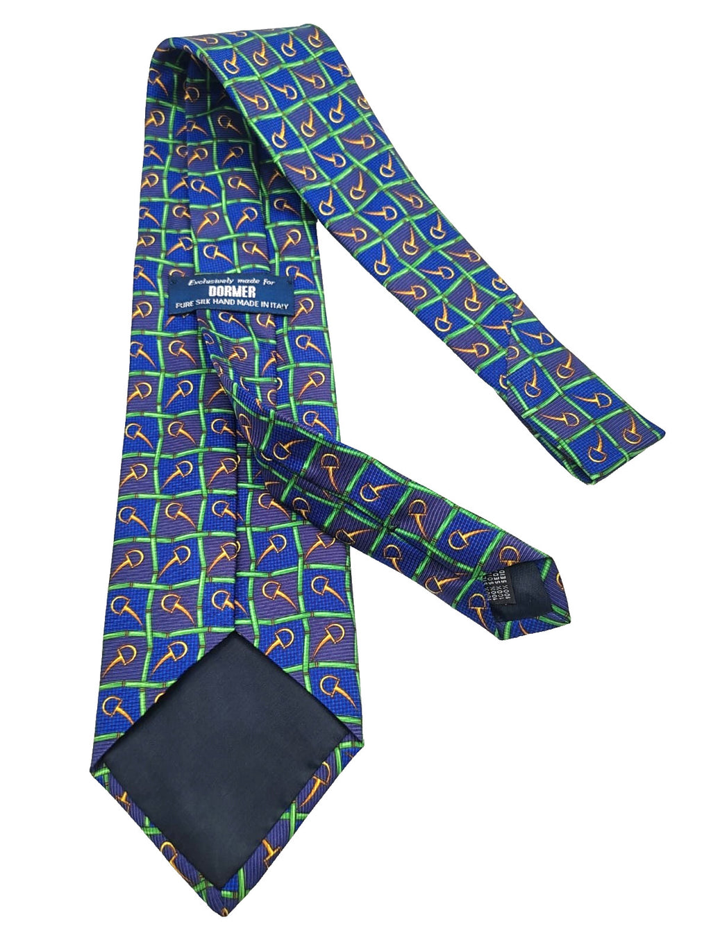 Cravatta DORMER Vintage 100% Seta Blu Verde Oro Made in Italy Luxury Silk Tie 9c