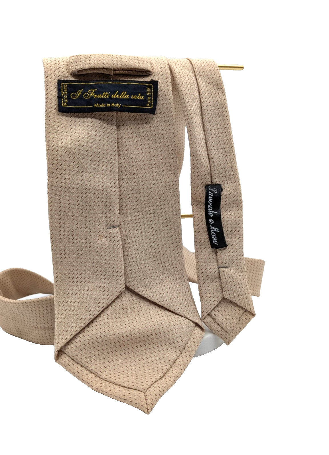 I Frutti della Seta Cravatta Uomo Pura Seta Beige Made in Italy Elegante 9,5cm