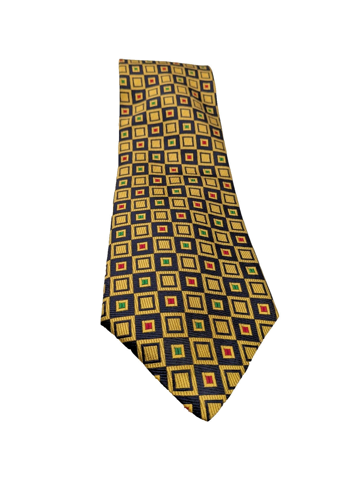 Cravatta Luca Casiraghi 100% Seta Blu Oro Geometrica Made in Italy Vintage Uomo